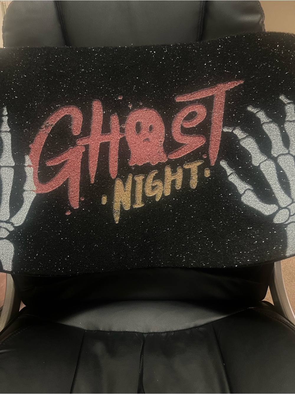 Ghost Night Graphic doormat Black with Pink and Gold Print